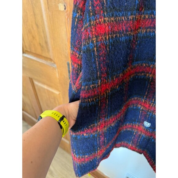 Velvet by Graham Spencer Colette Jacket Wool Button Front Coat Navy Plaid Size L - Picture 4 of 9